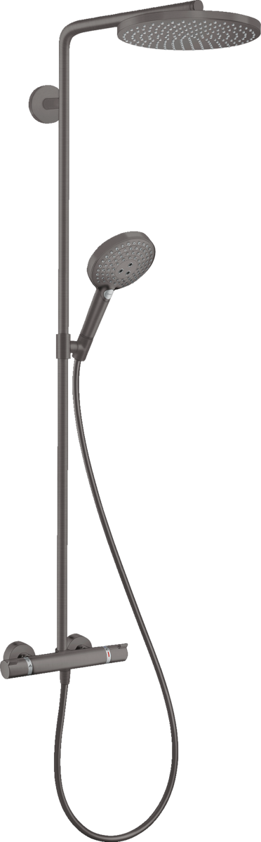 Colonne de douche Showerpipe Hansgrohe Raindance Select S 240 1 jet PowderRain avec mitigeur thermostatique en noir chromé brossé