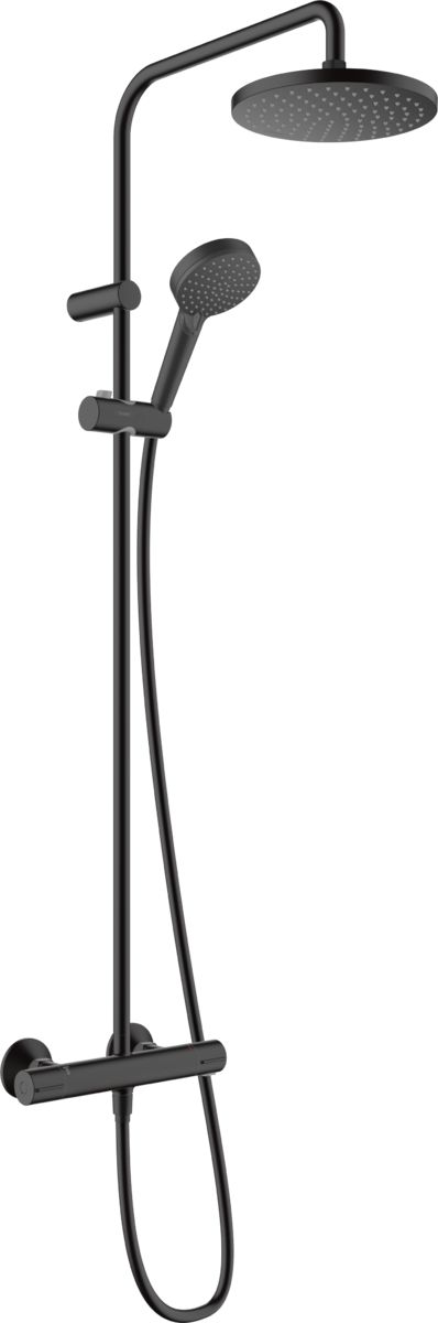 Colonne de douche Showerpipe Hansgrohe Vernis Blend 200 1 jet avec mitigeur thermostatique en noir mat