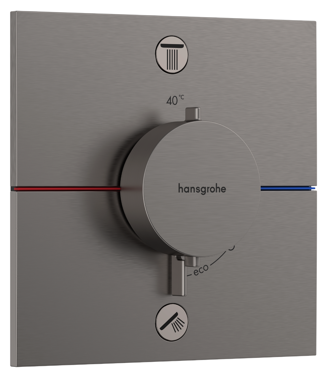 Set de finition pour mitigeur thermostatique encastré Hansgrohe ShowerSelect Comfort E en noir chromé brossé