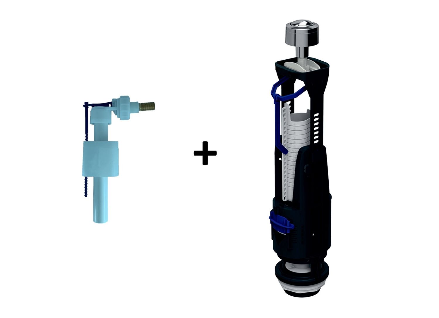 Mécanisme de chasse complet Geberit à double poussoir 3/6 litres + robinet flotteur (pour tout type de réservoirs apparents)