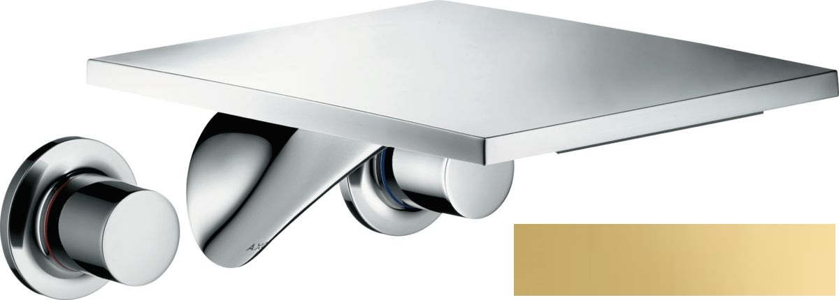 Mélangeur de lavabo 3 trous encastré Axor Massaud bec long aspect doré poli