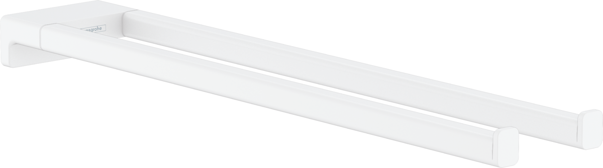 Porte-serviettes double branche Hansgrohe AddStoris en blanc mat