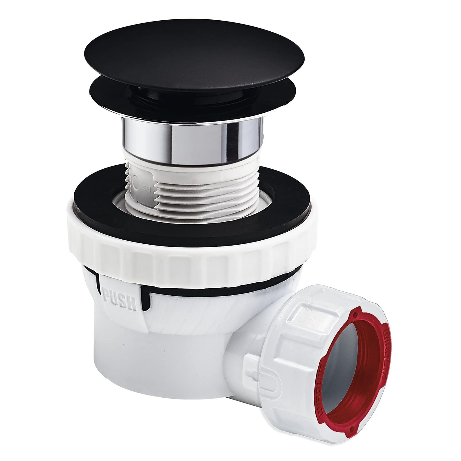 Bonde de lavabo quick-clac avec siphon Wirquin Nano en noir mat