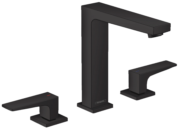 Mélangeur de lavabo 3 trous Hansgrohe Metropol 160 en noir mat avec bonde push-open