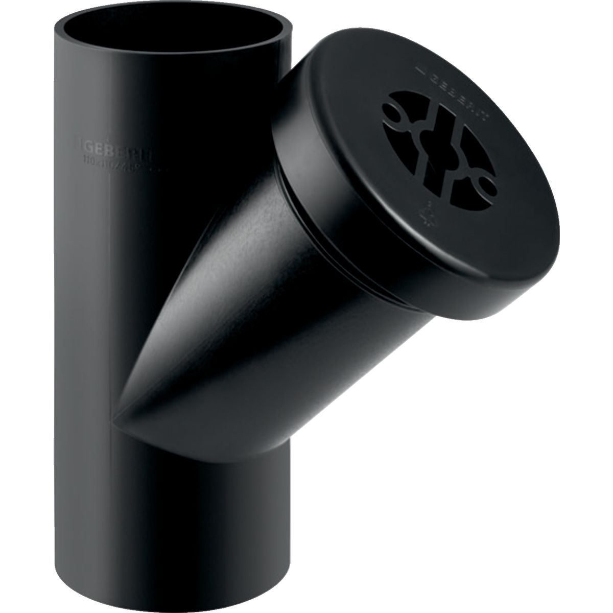 Pièce de nettoyage 45° Geberit PEHD avec trappe de visite ronde : d=110mm, d1=110mm