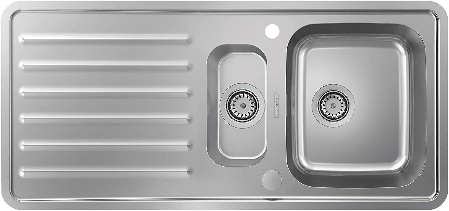 Évier de cuisine encastré double bac 91.5 cm avec égouttoir