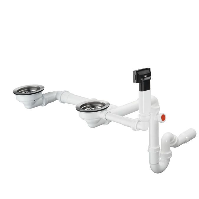 Vidage d&#39;évier de cuisine Hansgrohe double bac avec trop-plein design