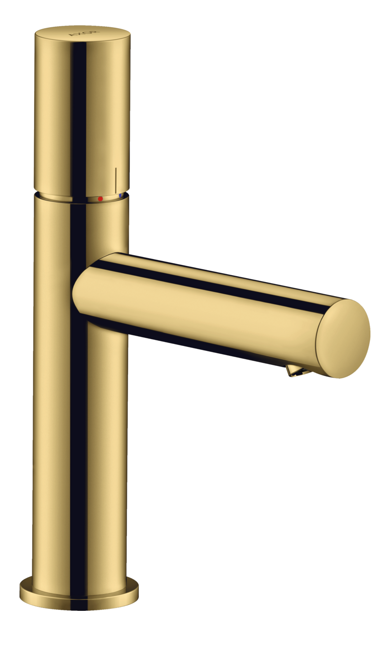 Mitigeur de lavabo AXOR Uno 110 avec poignée zéro et bonde à écoulement libre aspect doré poli