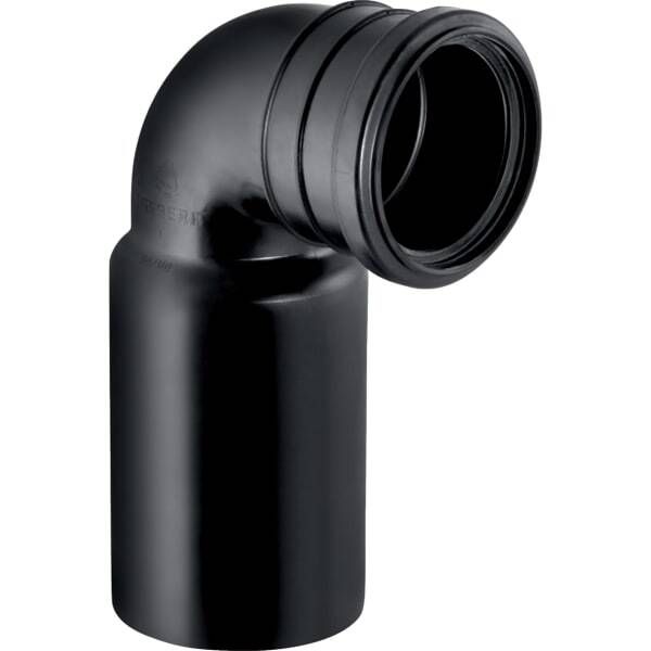 Coude de raccordement Geberit PEHD pour WC suspendu : d= 90 mm ; d1 = 90 mm