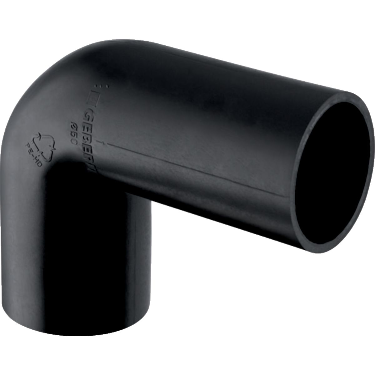 Coude de raccordement 90° Geberit PEHD pour manchette : d=56mm, d1=50mm, di=44mm