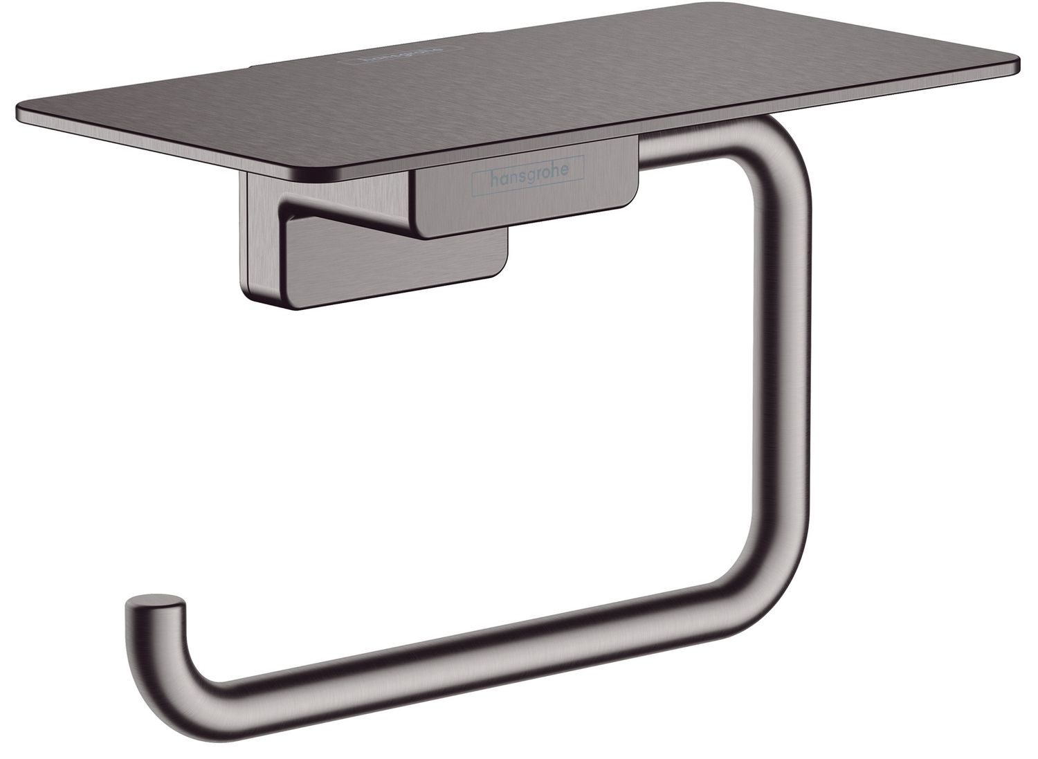 Porte-papier WC avec tablette Hansgrohe AddStoris en noir chromé brossé