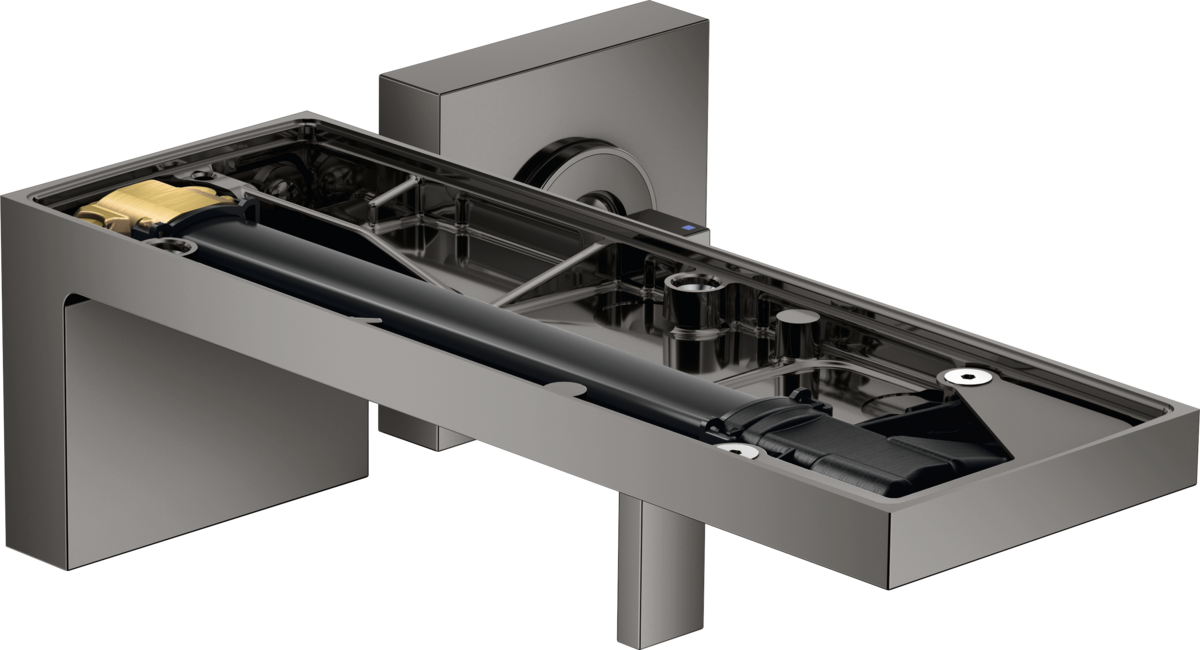 Mitigeur de lavabo encastré AXOR MyEdition sans plaque, bec 221 mm avec bonde à écoulement libre en noir chromé poli
