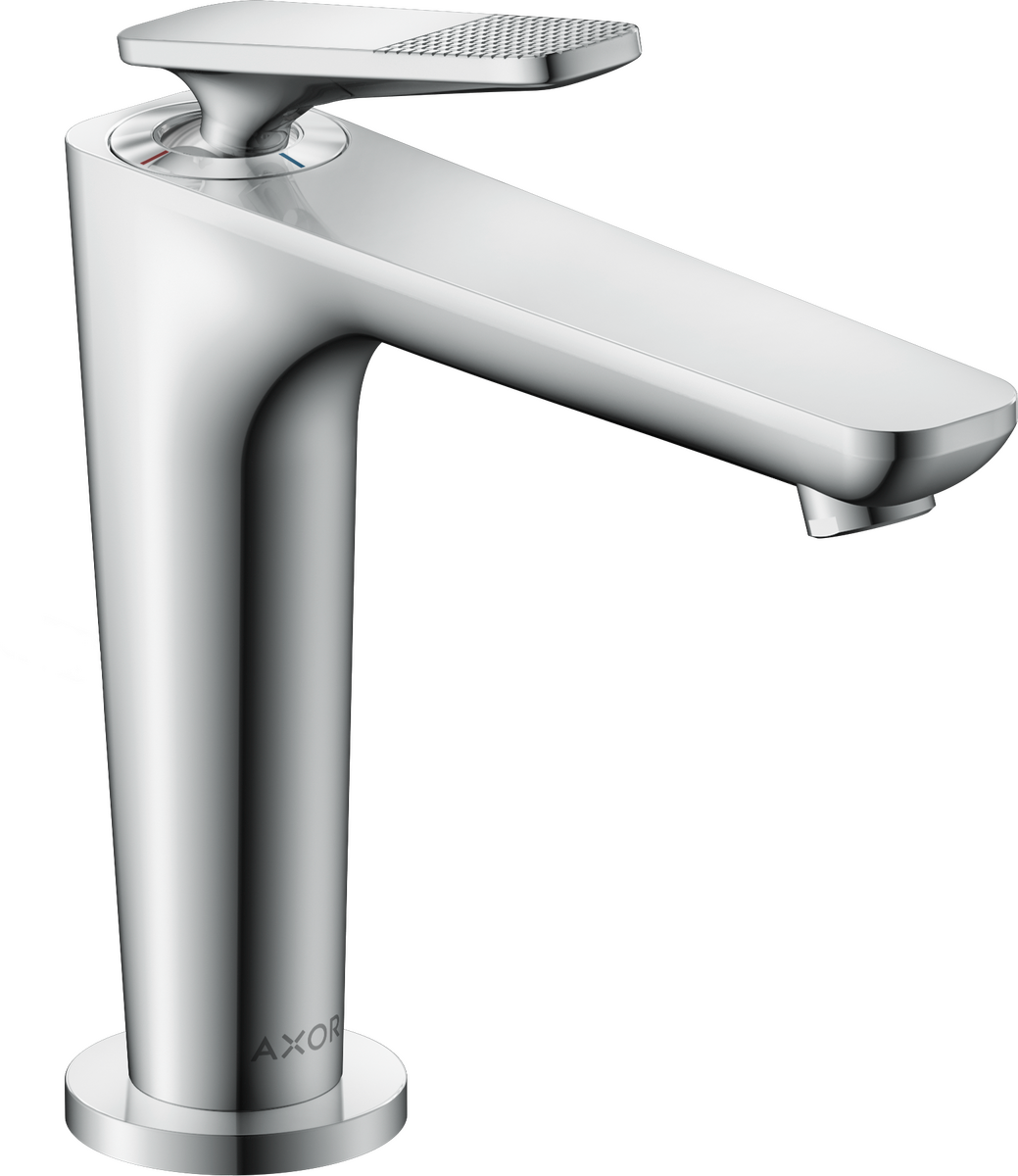 Mitigeur de lavabo AXOR Citterio C 125 CoolStart avec poignée manette coupe cubique et bonde à écoulement libre