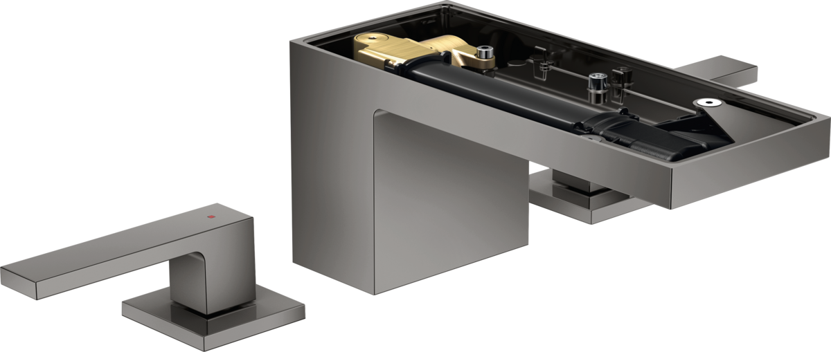Mélangeur de lavabo 3 trous AXOR MyEdition 70 sans plaque, avec bonde push-open en noir chromé poli