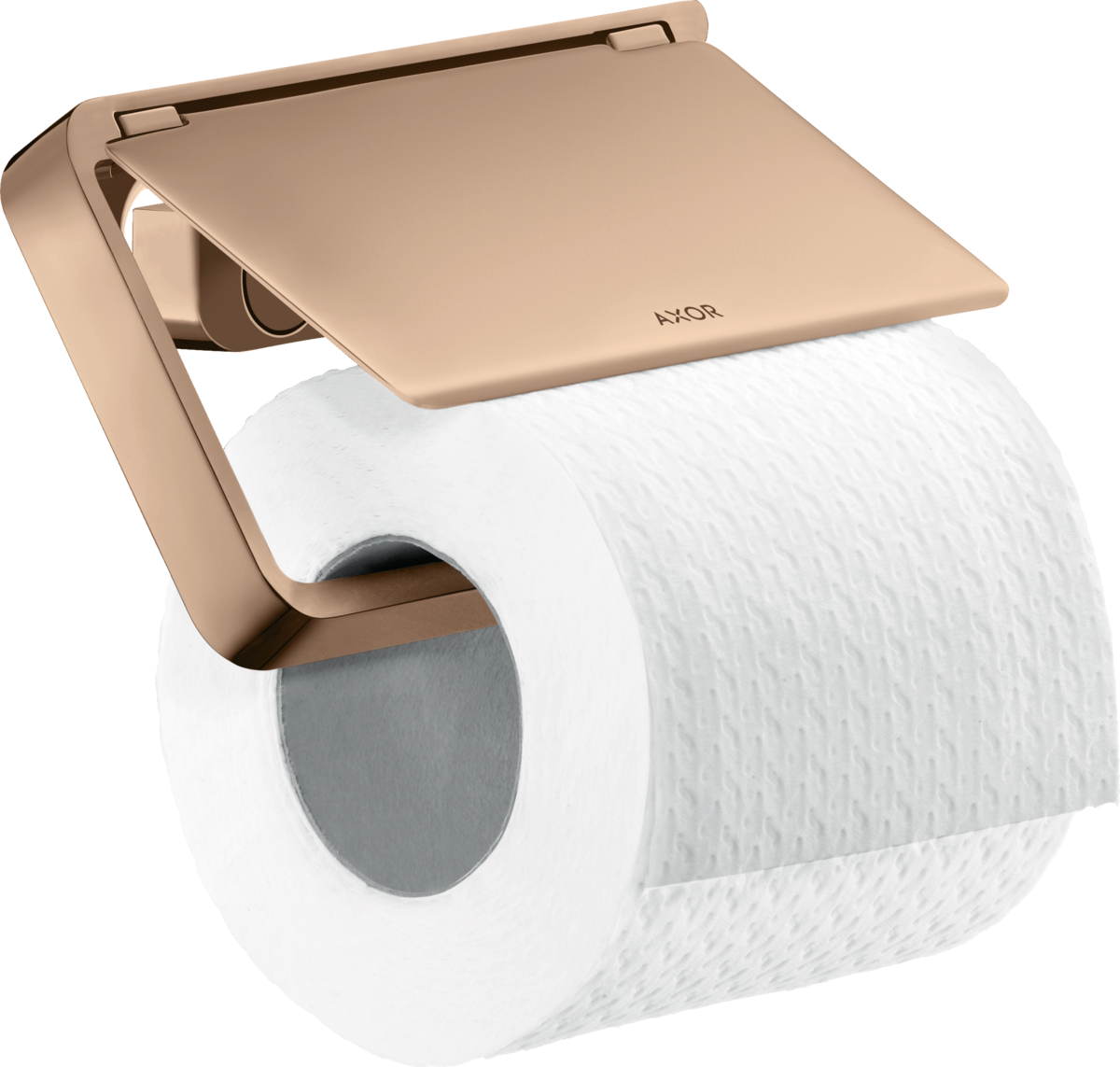 Porte-rouleau avec couvercle AXOR Universal Softsquare en Or rouge poli
