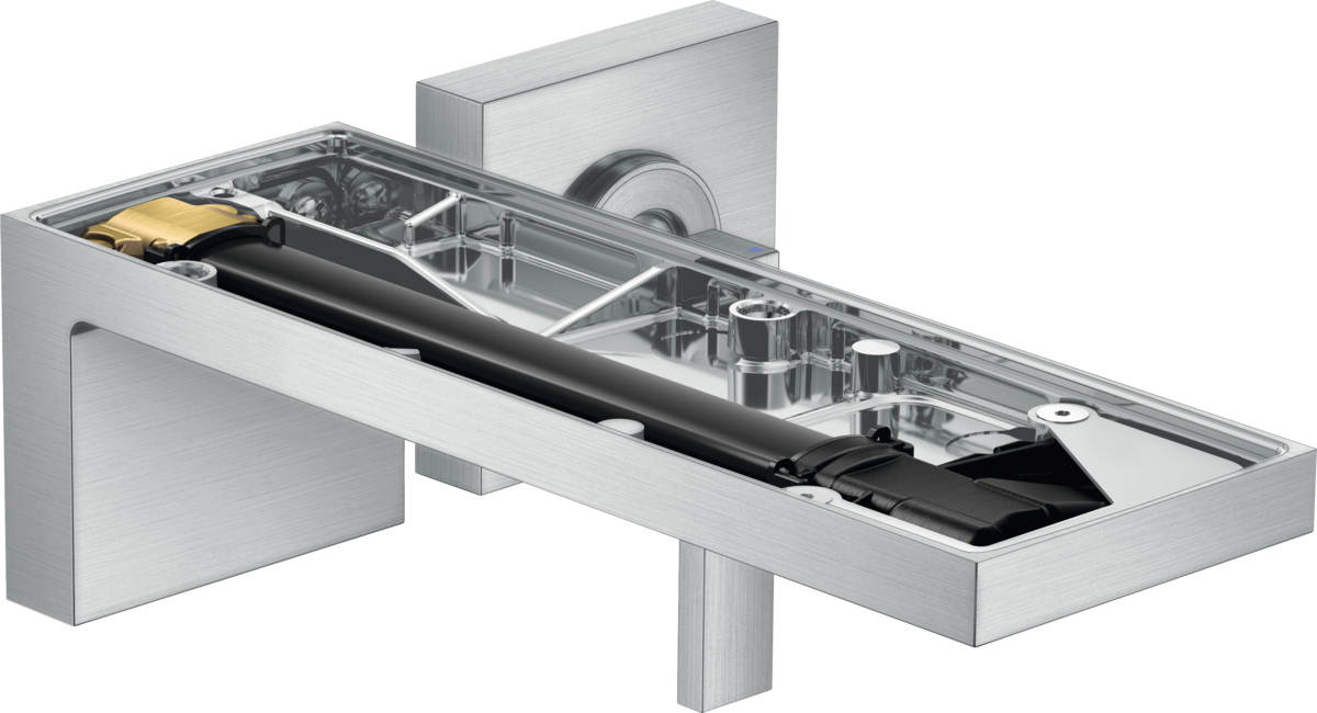 Mitigeur de lavabo encastré AXOR MyEdition sans plaque, bec 221 mm avec bonde à écoulement libre en chromé brossé