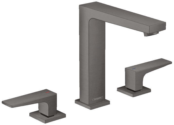 Mélangeur de lavabo 3 trous Hansgrohe Metropol 160 en noir chromé brossé avec bonde push-open