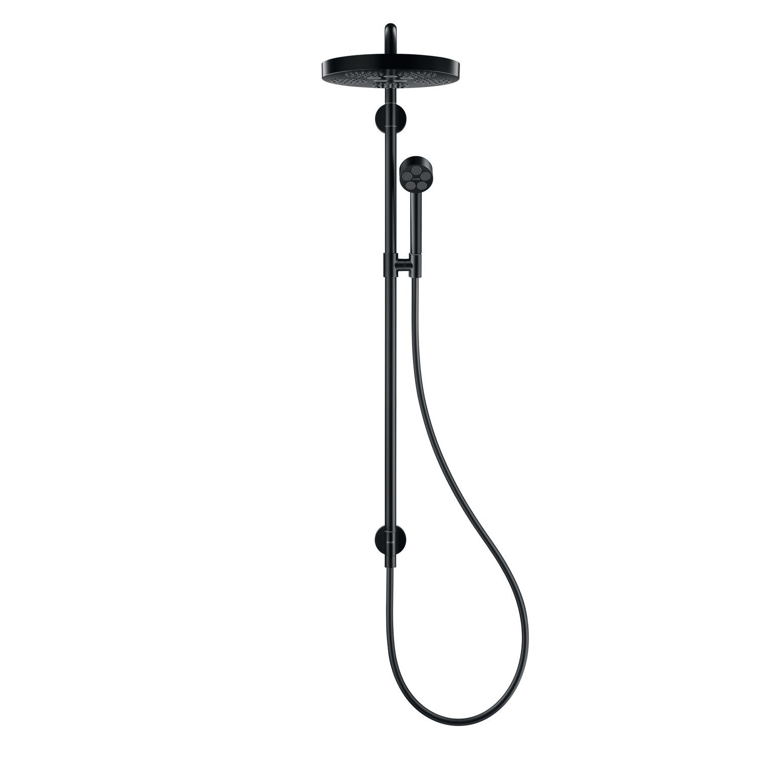 Colonne de douche AXOR One avec douche de tête 280 pour installation encastrée en noir mat