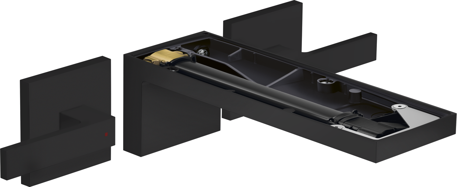 Mélangeur de lavabo 3 trous encastré AXOR MyEdition 221 sans plaque, avec bonde à écoulement libre en noir mat