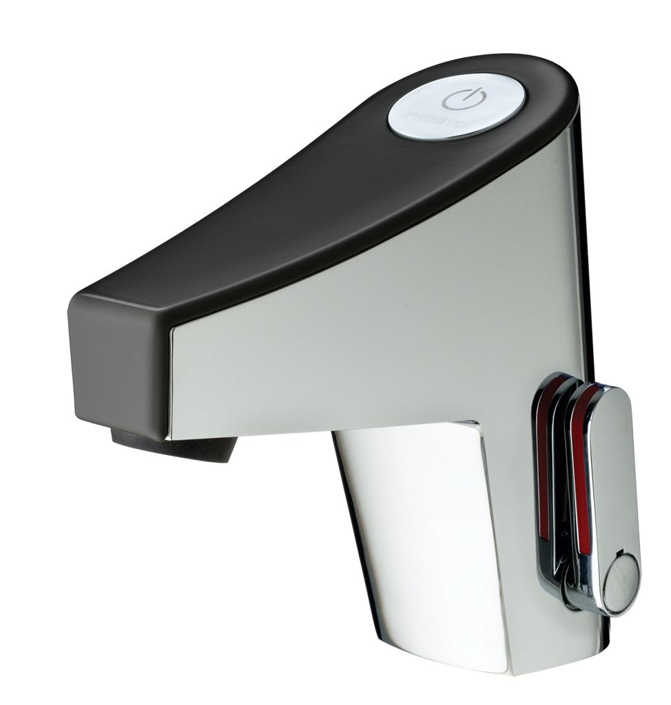Mitigeur de lavabo sensitif sur plage sur secteur et sans robinet d&#39;arrêt Presto Touch® en chromé / noir mat