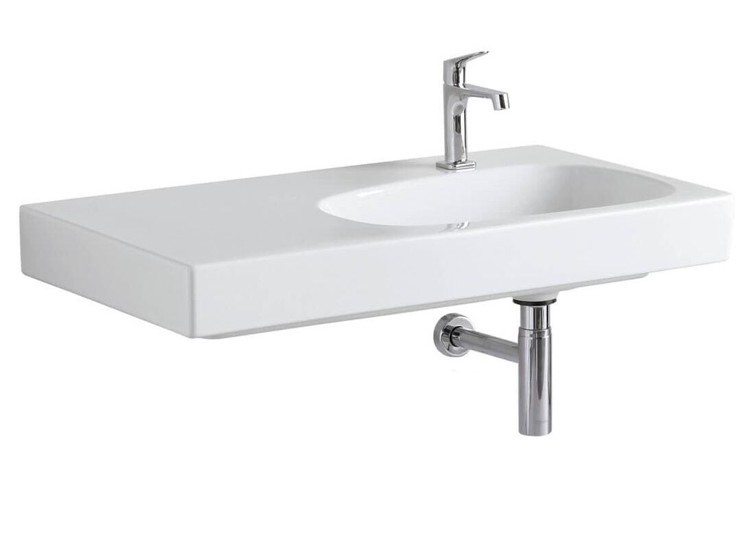 Plan-vasque Geberit Citterio 90 cm avec espace de rangement à gauche