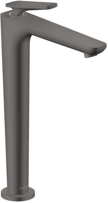 Mitigeur de lavabo AXOR Citterio C 250 surélevé CoolStart avec poignée manette et bonde à écoulement libre en noir chromé brossé