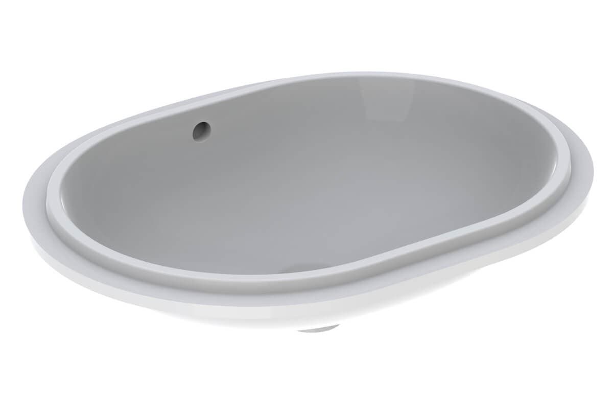 Vasque à encastrer par le dessous Geberit VariForm oblongue 62.5 x 49 cm avec trop plein