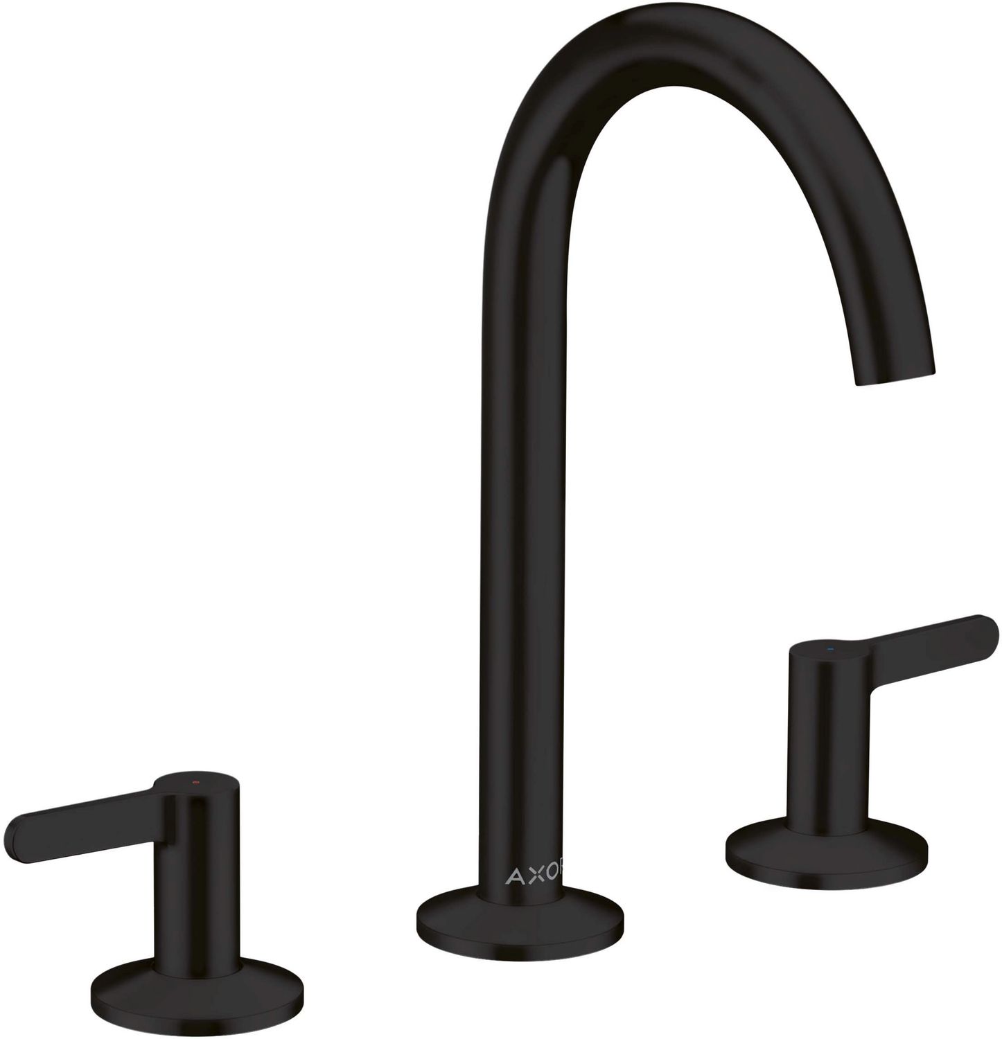Mélangeur de lavabo 3 trous AXOR One 170 avec poignées manettes et bonde push-open en noir mat