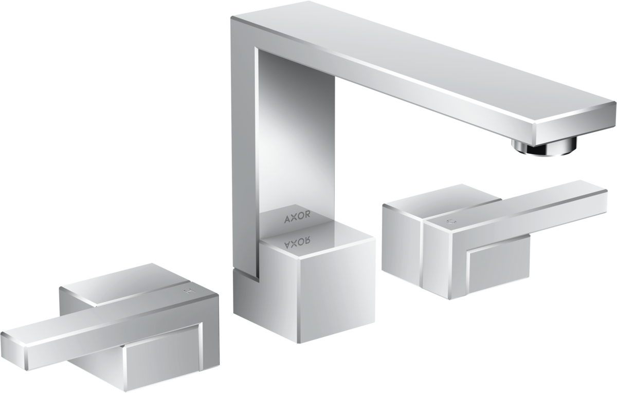 Mélangeur de lavabo 3 trous AXOR Edge 130, avec bonde push-open