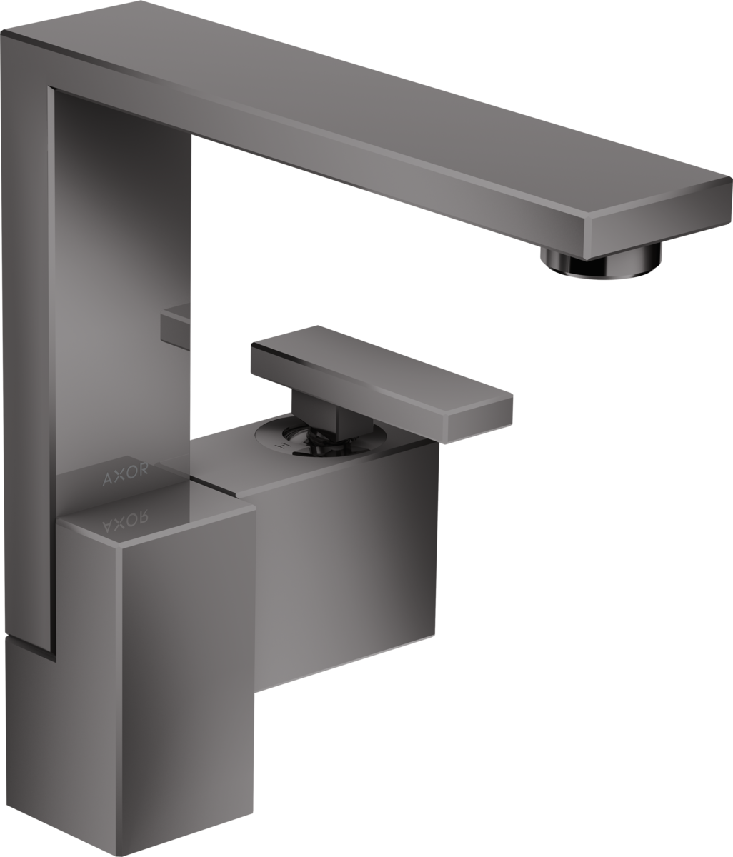 Mitigeur de lavabo AXOR Edge 190 avec bonde push-open en noir chromé poli