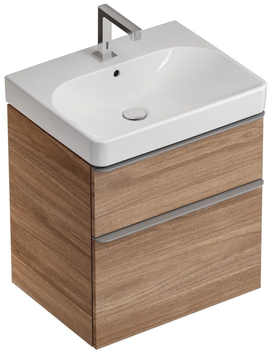 Meuble bas Geberit Smyle Square pour lavabo 60 cm avec deux tiroirs en noyer Carya