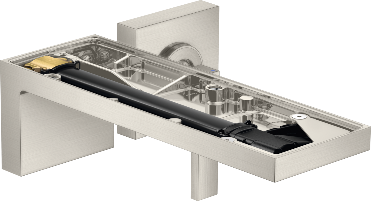 Mitigeur de lavabo encastré AXOR MyEdition sans plaque, bec 221 mm avec bonde à écoulement libre Aspect acier