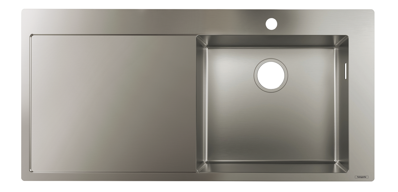 Évier de cuisine Hansgrohe encastré simple bac 102 cm avec égouttoir