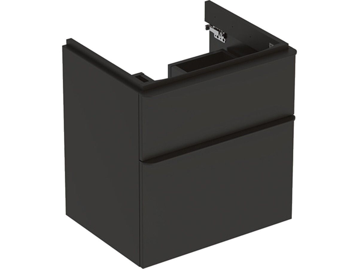 Meuble bas Geberit Smyle Square pour lavabo 60 cm avec deux tiroirs en gris velouté laqué mat