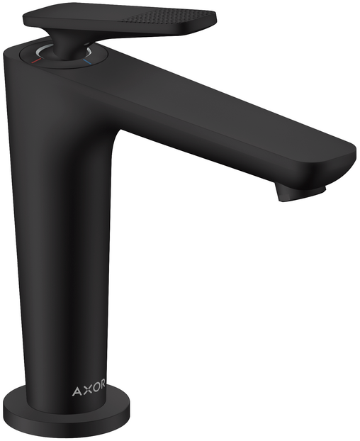 Mitigeur de lavabo AXOR Citterio C 125 CoolStart avec poignée manette coupe cubique et bonde à écoulement libre en noir mat