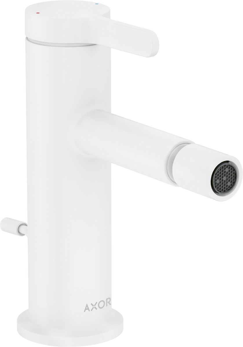 Mitigeur de bidet AXOR One avec tirette et vidage en blanc mat