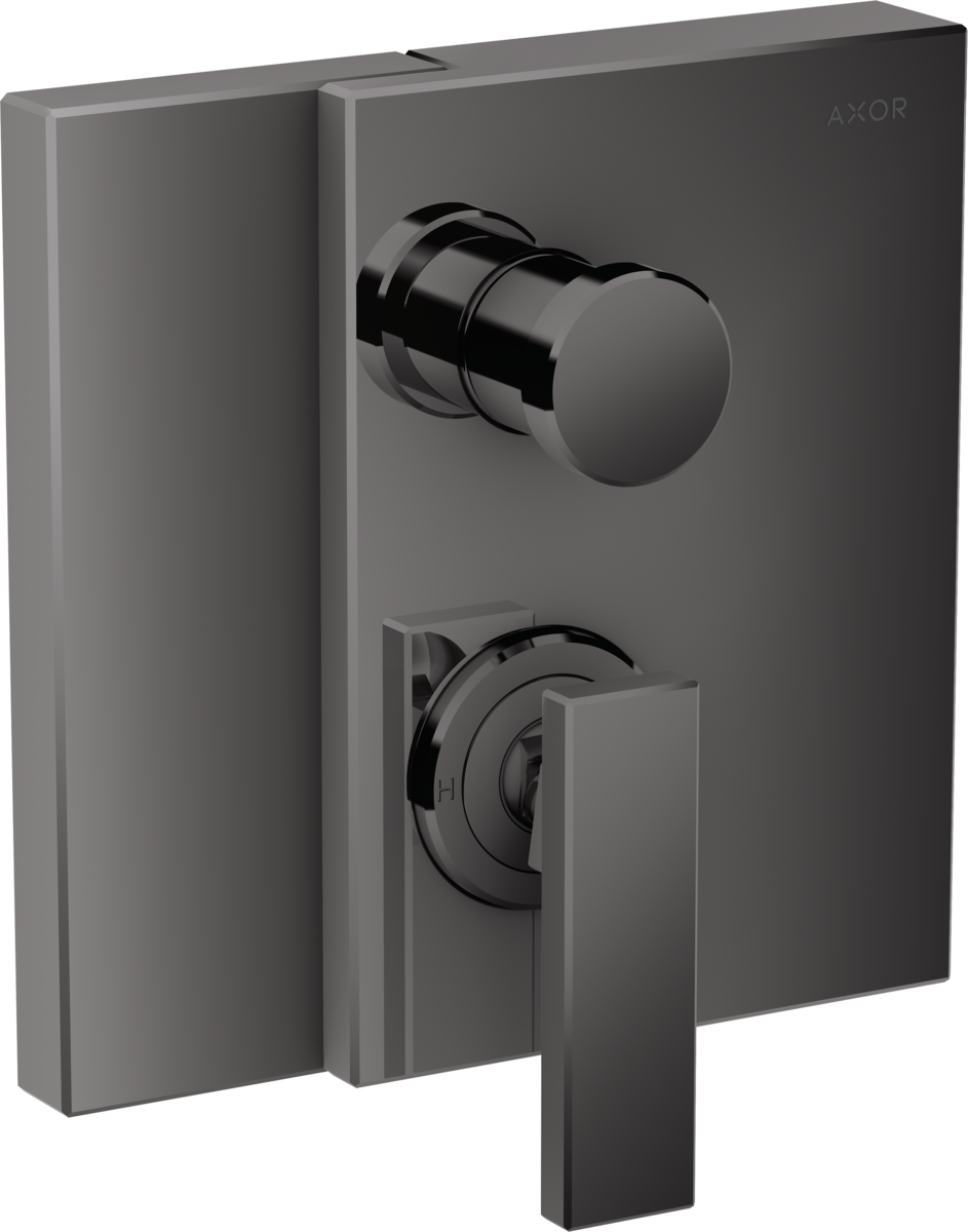 Set de finition pour mitigeur de bain / douche encastré AXOR Edge en noir chromé poli