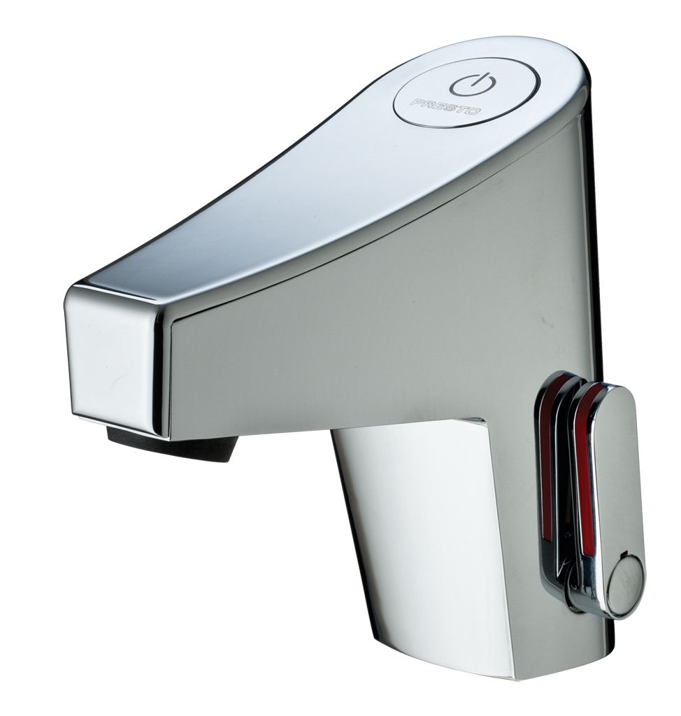 Mitigeur de lavabo sensitif Presto Touch® chromé avec pile et robinet d&#39;arrêt