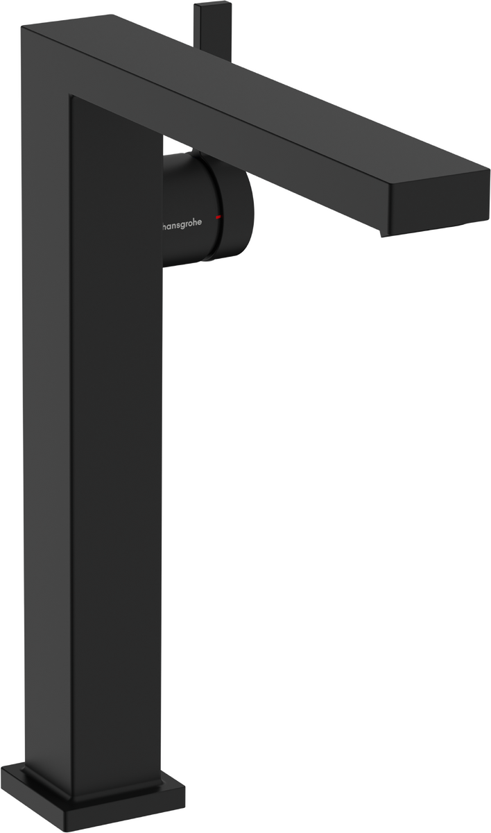 Mitigeur de lavabo Hangrohe Tecturis E Fine 240 CoolStart avec bonde Push-Open en noir mat