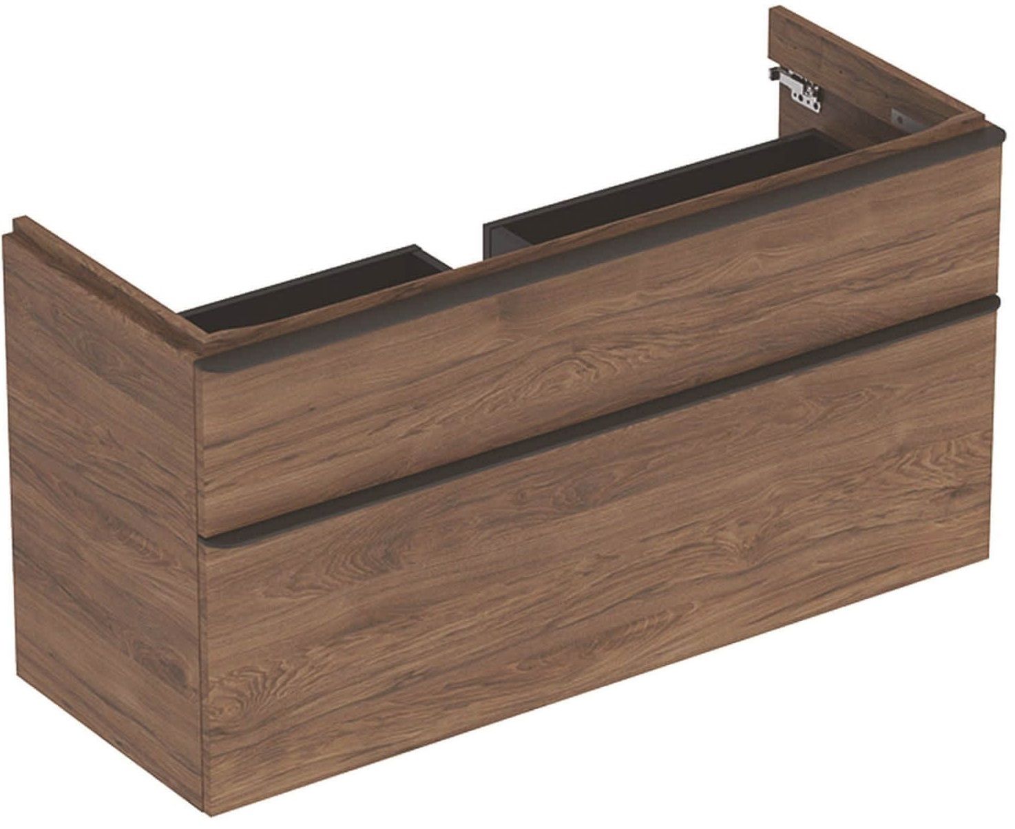 Meuble bas Geberit Smyle Square pour lavabo 120 cm avec deux tiroirs en noyer Carya