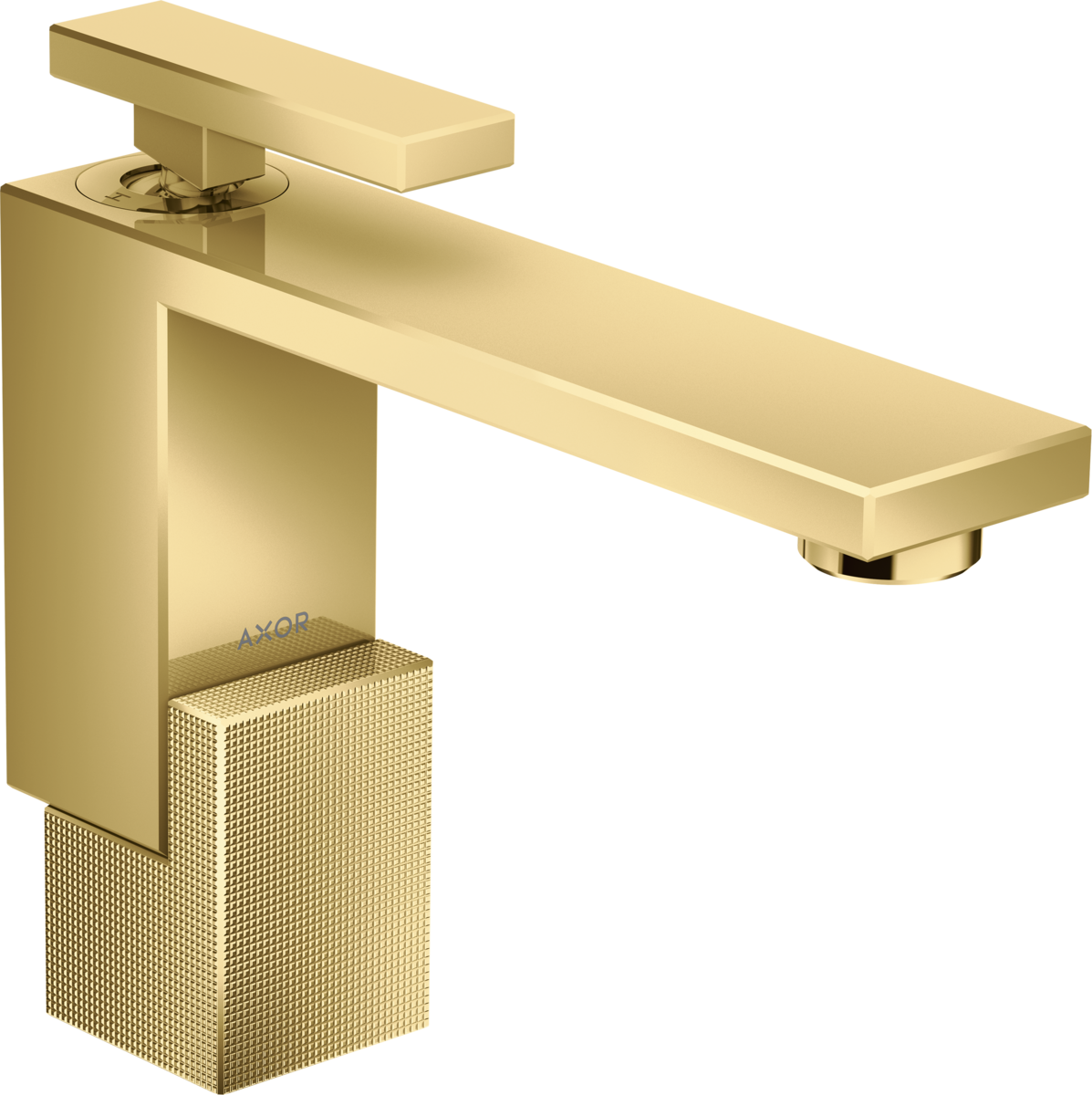 Mitigeur de lavabo AXOR Edge 130 coupe diamant, avec bonde push-open Aspect doré poli