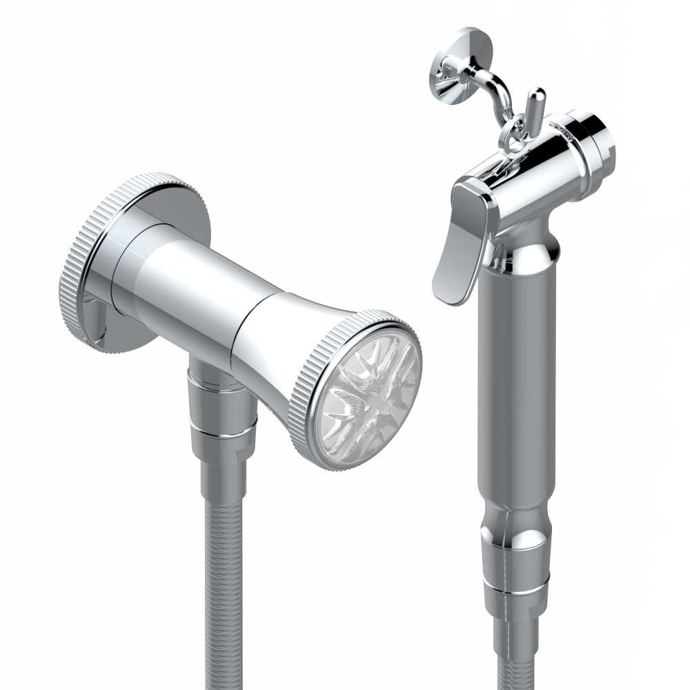 Ensemble hygiénique de WC THG avec robinet d&#39;arrêt - Collection &quot;Hirondelles&quot;