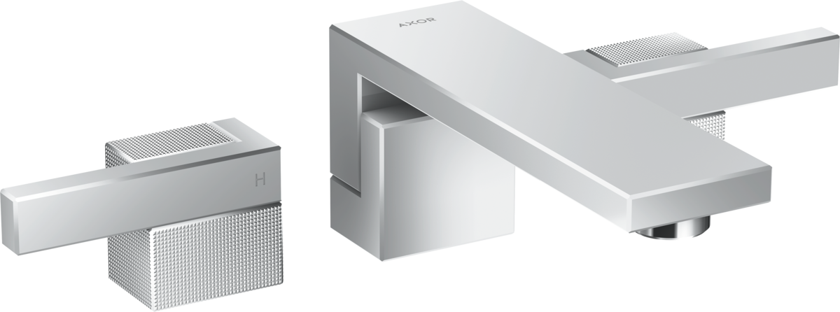 Mélangeur de lavabo 3 trous encastré AXOR Edge 190 coupe diamant avec bonde push-open