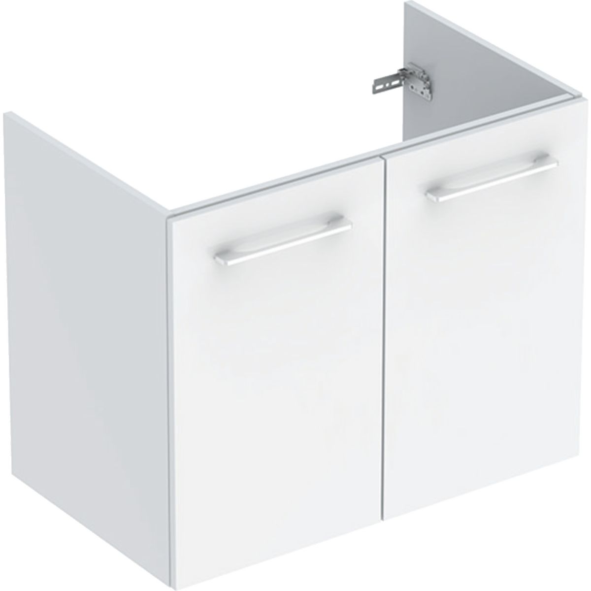 Meuble bas pour lavabo Geberit Selnova Square 80 cm avec deux portes en blanc laqué
