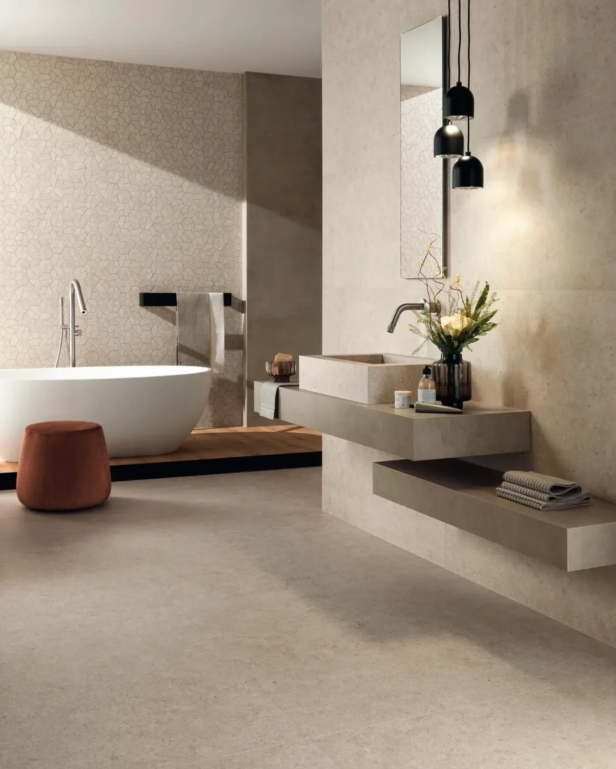 Grès cérame Boost Stone Ivory mat 60 x 120 cm - Atlas Concorde