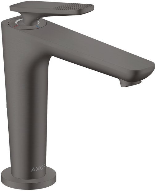 Mitigeur de lavabo AXOR Citterio C 125 CoolStart avec poignée manette coupe cubique et bonde à écoulement libre en noir chromé brossé