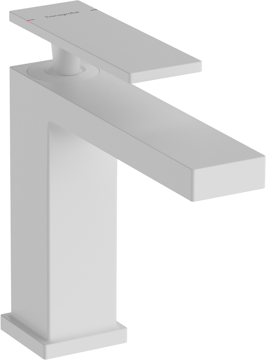 Mitigeur de lavabo Hangrohe Tecturis E 110 avec bonde Push-Open en blanc mat