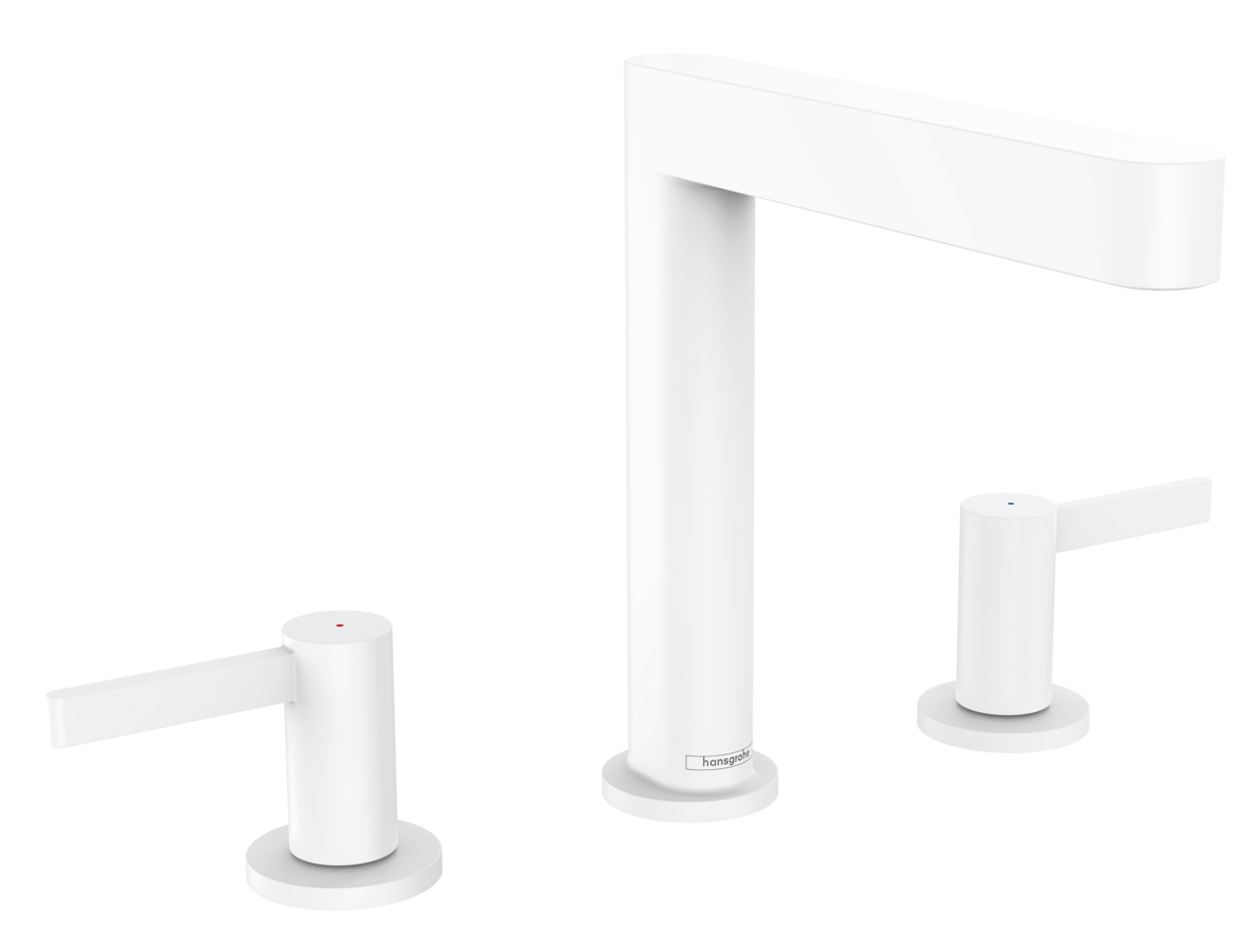 Mélangeur de lavabo 3 trous Hansgrohe Finoris 160 avec bonde push-open en blanc mat