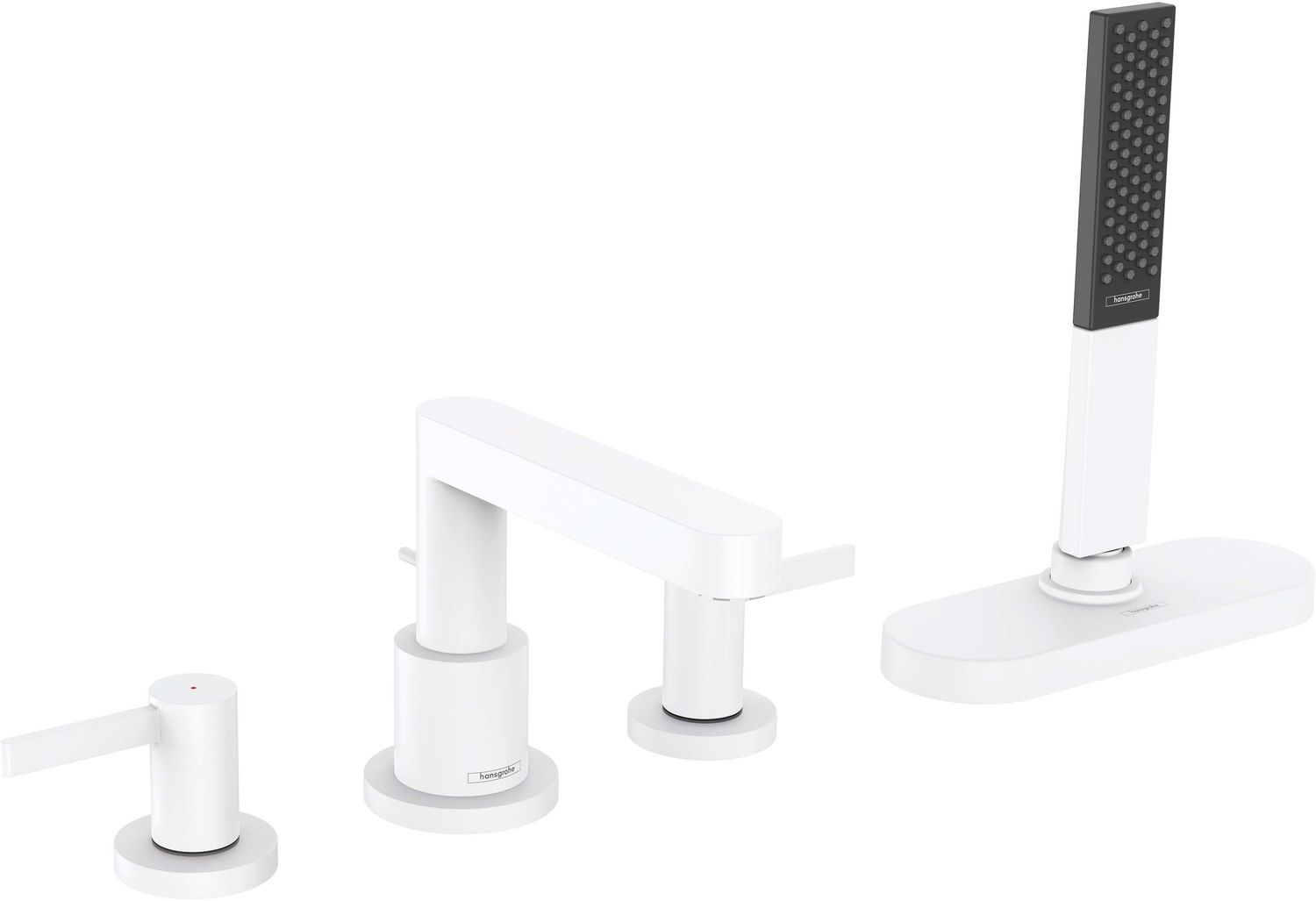 Mélangeur 4 trous pour montage sur bord de baignoire Hansgrohe Finoris avec sBox en blanc mat