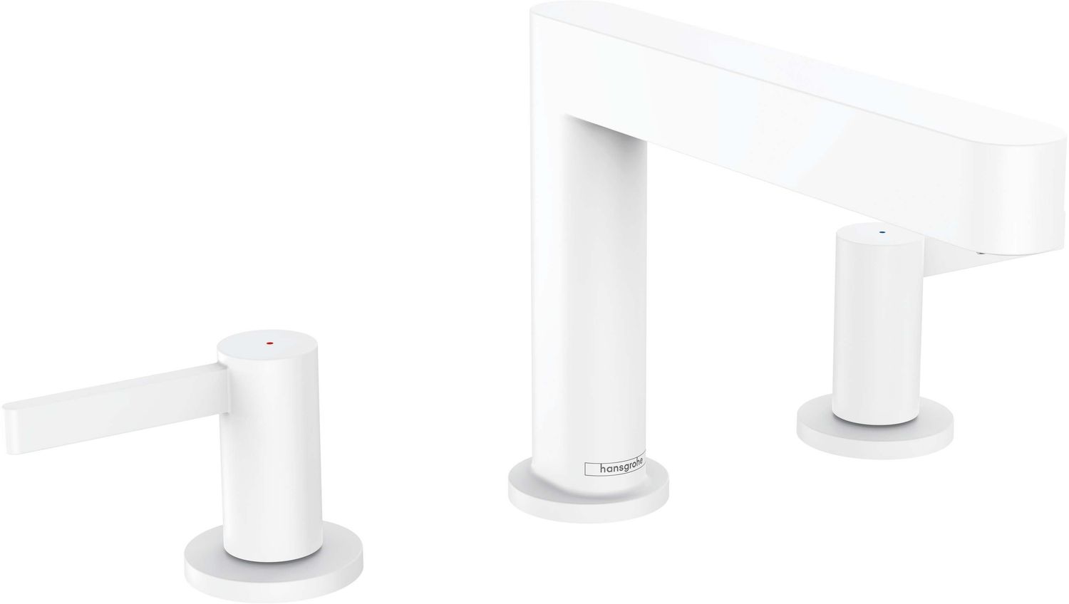 Mélangeur de lavabo 3 trous Hansgrohe Finoris 110 avec bonde push-open en blanc mat